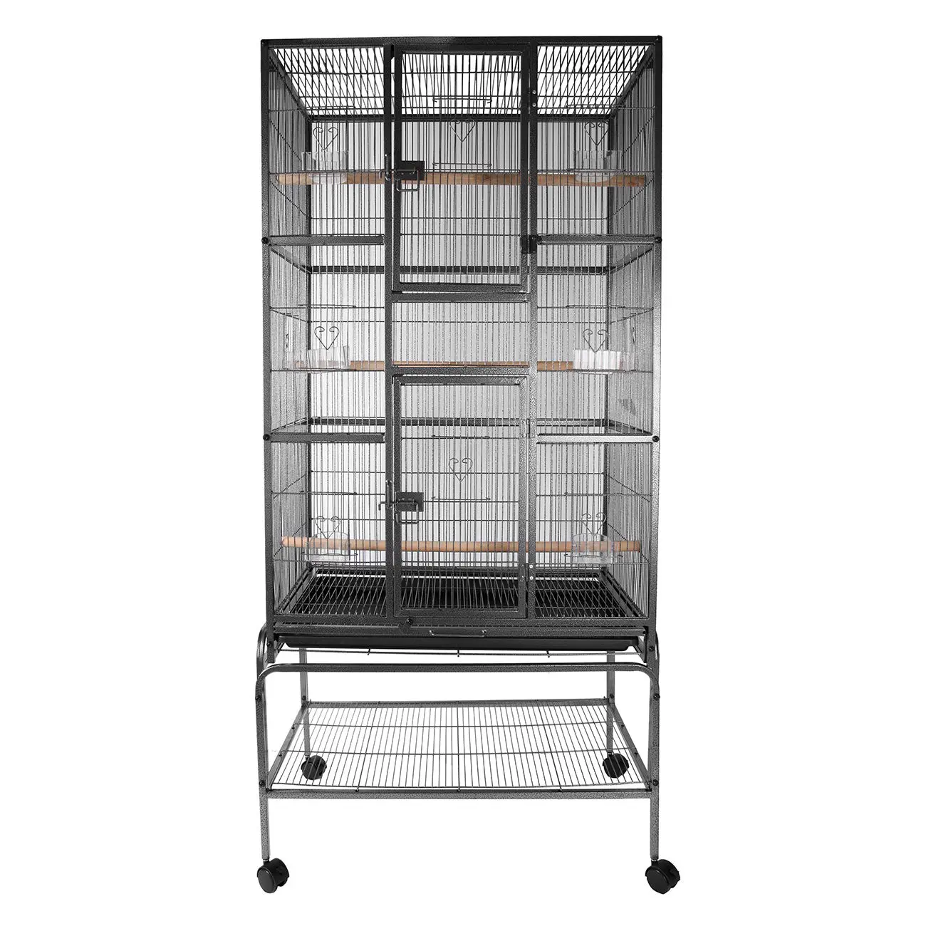 

3 Layer Large Metal Bird Cage With Portable Wheels Parrot Budgie Finch Canary