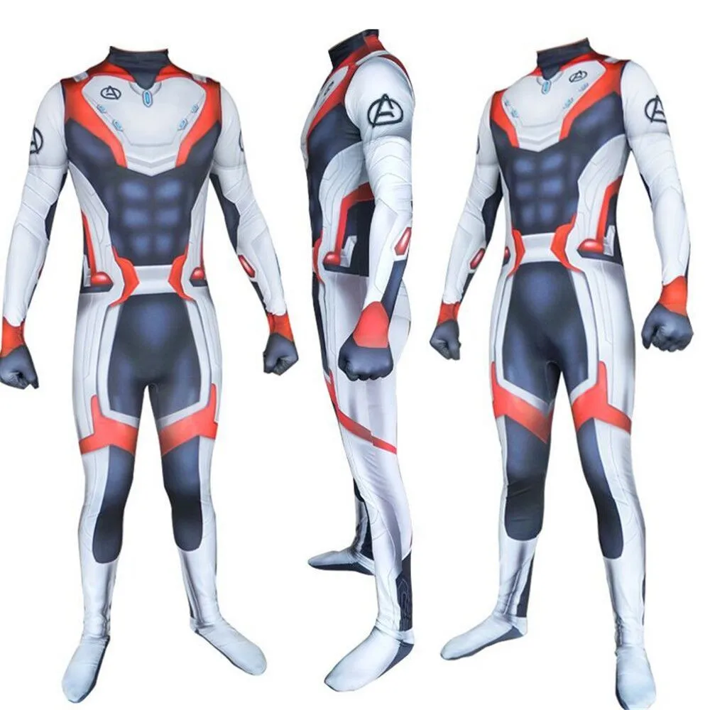 The New Avengers Endgame Quantum Realm Cosplay Costume Superhero Captain America Captain Marvel Zentai Bodysuit Suit Jumpsuits