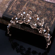 Цветочная винтажная Свадебная Королевская корона в стиле барокко, Цветочная диадема, свадебная повязка на голову, ювелирные изделия в стиле барокко