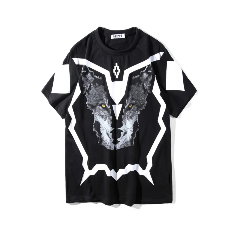 

2018SS NEW TOP Summer Marcelo Burlon 3D Wolf head print Men t shirt Hip hop Fashion Casual Cotton T-shirts tee black White S-XXL