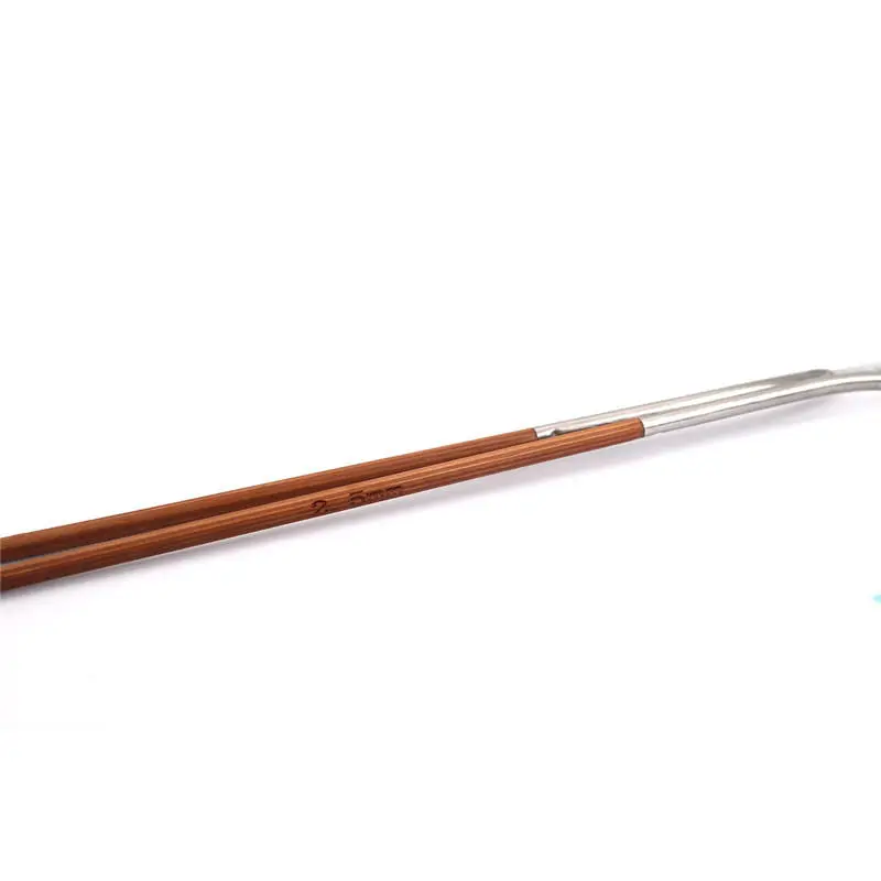 DoreenBeads 2,5 мм бамбук и Нержавеющая Сталь Круговые швейные и вязальные спицы натуральные крючки для вязания крючком 80 см(31 4/") длинные, 1 пара