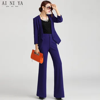 

New Purple Womens Business Suits Female Office Uniform Ladies Trouser Suits Formal Womens Tuxedo High-waisted Trousers Suit