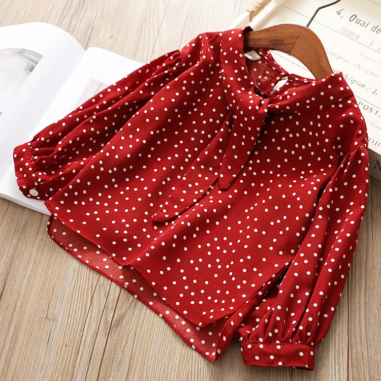Camisas para Bebê Meninas Chiffon Camisa Blusa Vinho Vermelho Dot Manga Longa Primavera Menina Básico Roupas 2020 Crianças Bonito Topos 7 Computers & Electronics