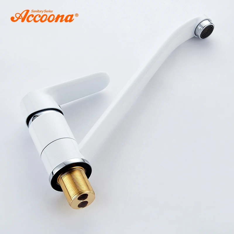 Skup Accoona bateria kuchenna polerowana farba w sprayu pojedynczy uchwyt obrotowa wylewka bateria zlewozmywakowa z kranu baterie kuchenne ze stopu cynku A4166