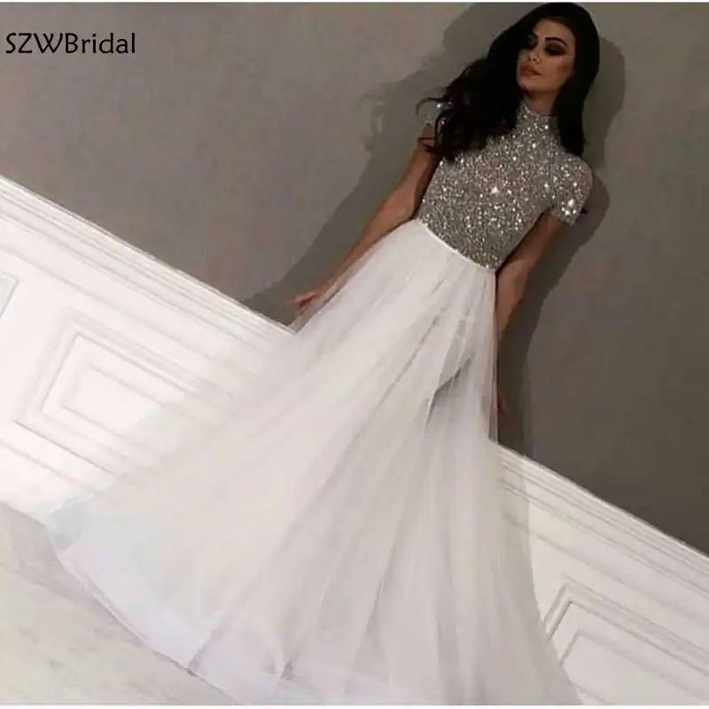 white and silver formal dress