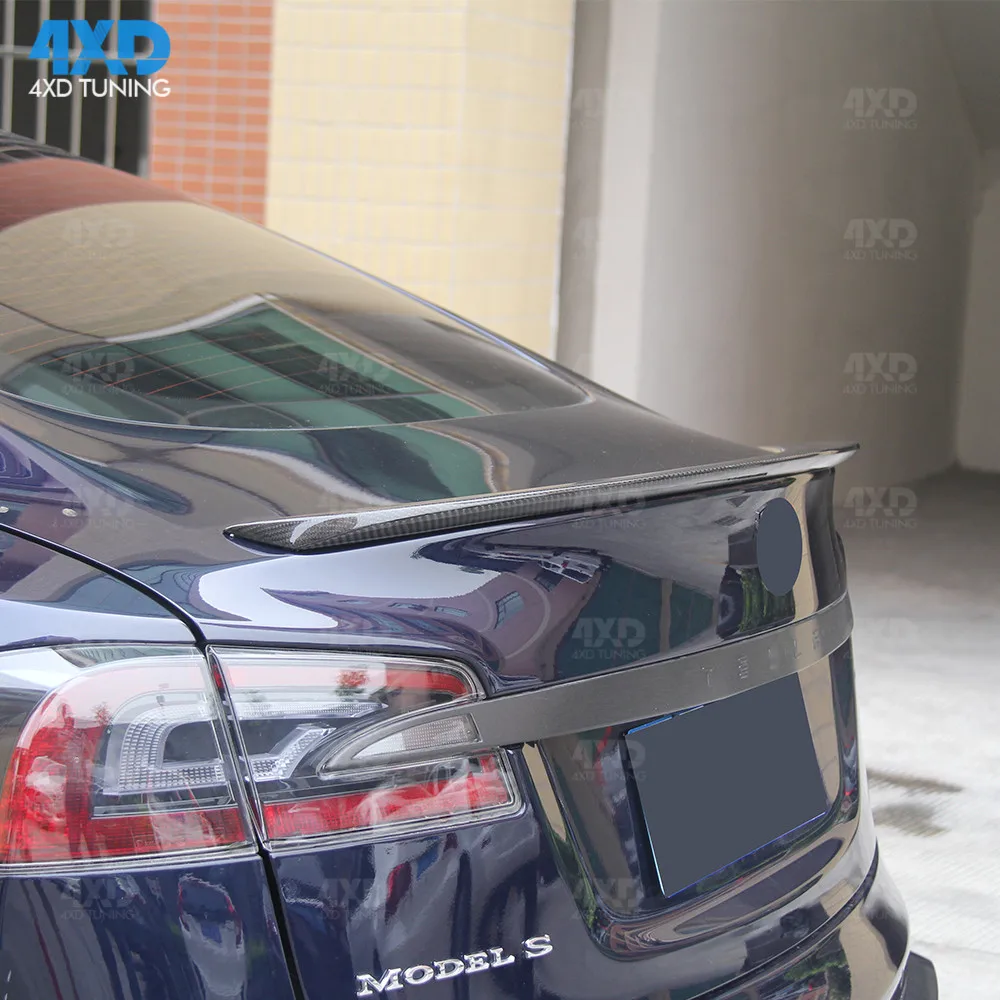 Carbon Spoiler Gloss Black Finish For Tesla Model S Sedan Rear Bumper Trunk Lip Spoiler Wing 2012 2013 2014 2015 +