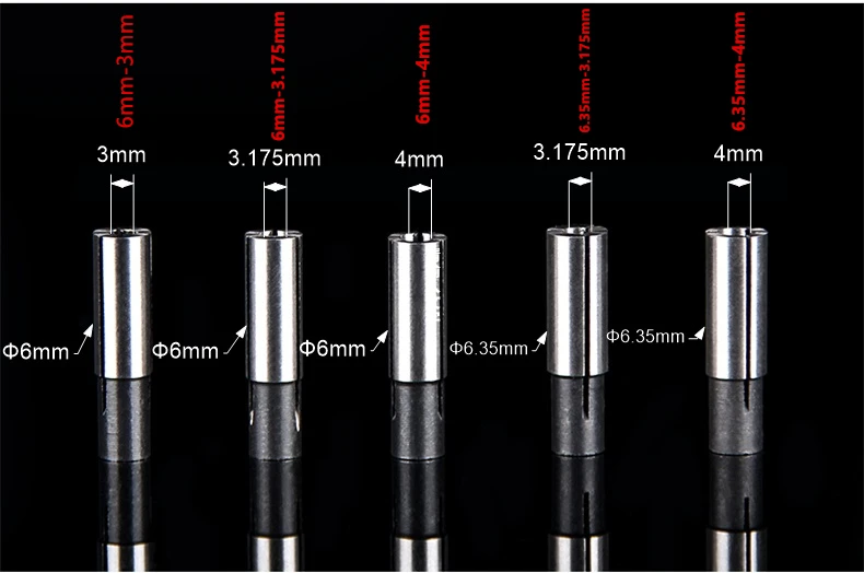 12,7 мм-3,175 4 6 6,35 8 10 mm-1PCS, бесплатный почтовый цанговый конверсионный втулка Высокоточный адаптер, аксессуары для гравировального станка