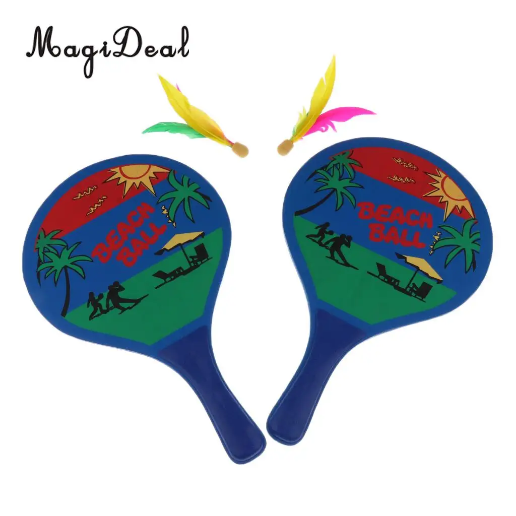 MagiDeal 1 Set Beach Ball Paddles / Rackets, Wooden Tennis Badminton Racquet For Kids / Adults --- Backyard, Garden Toys / Game