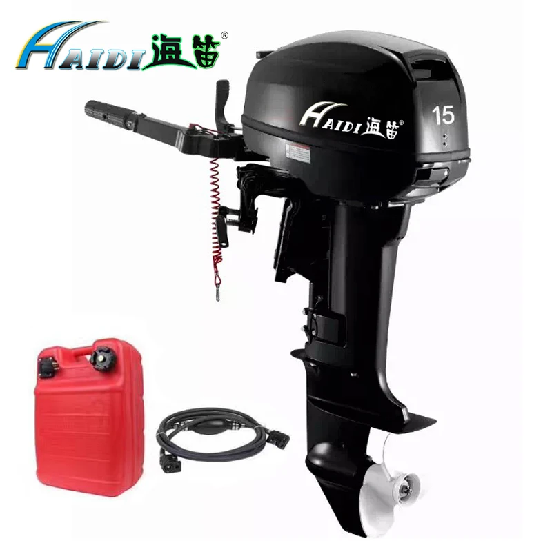 ^Cheap HaiDi 2 stroke 15 hp short shaft outboard motor with Hand startover Marine Engine boat kayak