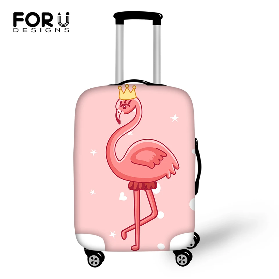 FORUDESIGNS Cartoon Luggage Cover Flower Flamingos Prints Pattern Travel Accessories Fashion Design Suitcase Cover Only Cover
