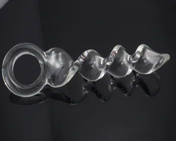 New large white pyrex crystal wave glass anal butt plug beads with pull ring dildo masturbation sex toys product for men women 3