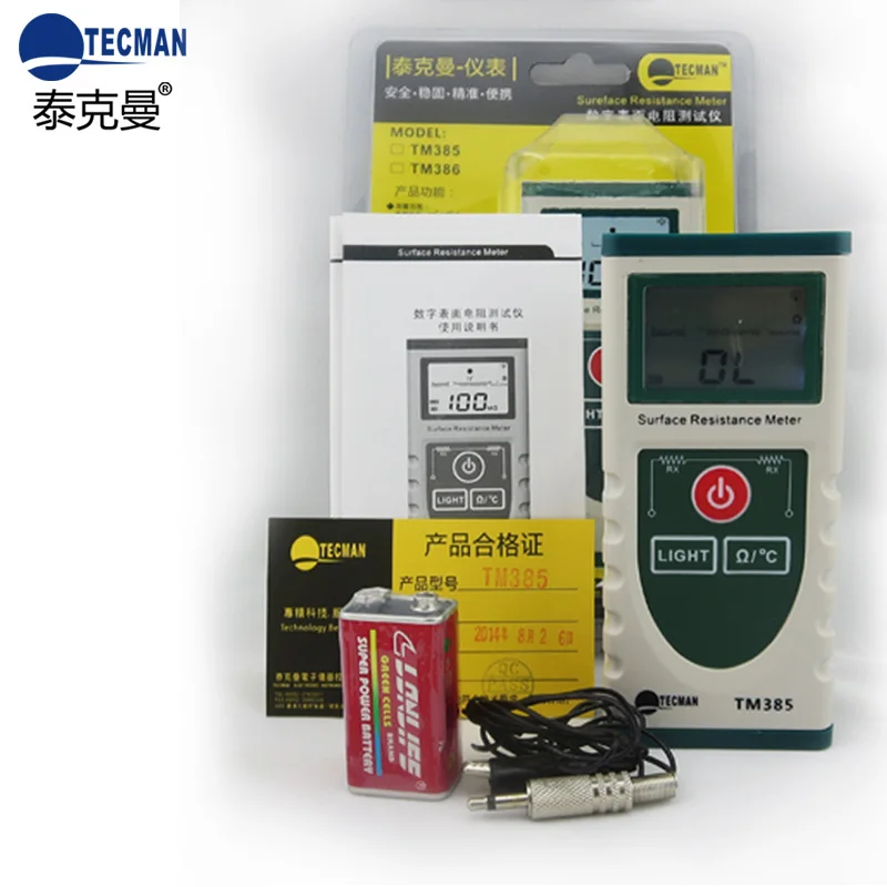 Быстрая доставка цифровой фотостатический тестер TECMAN TM385 10 ^ 3 ом 12 Ом|ohm|ohm testerohms