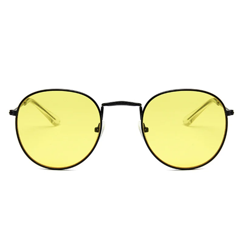 Oulylan, женские, мужские ретро круглые солнцезащитные очки, фирменный дизайн, красные, желтые солнцезащитные очки, сплав, оправа, зеркальные солнцезащитные очки, женские оттенки - Цвет линз: Цвет: желтый