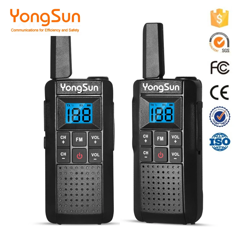 

YongSun Mini Walkie Talkie UHF 400-470MHz Portable Two Way Radio 5W 99 Memory Channels with Flashlight 2PCS