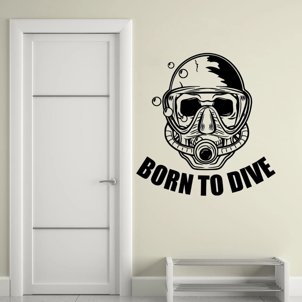 Постер настенный виниловый с надписью Born To Dive|Наклейки на стену| |