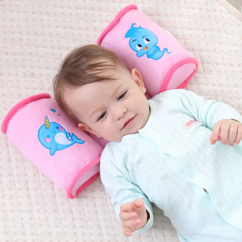 

ideacherry Infant Baby Anti-roll Pillow Toddler Safe Sleep Flat Head Positioner Pillow Newborn Baby Multifunction Cartoon Pillow
