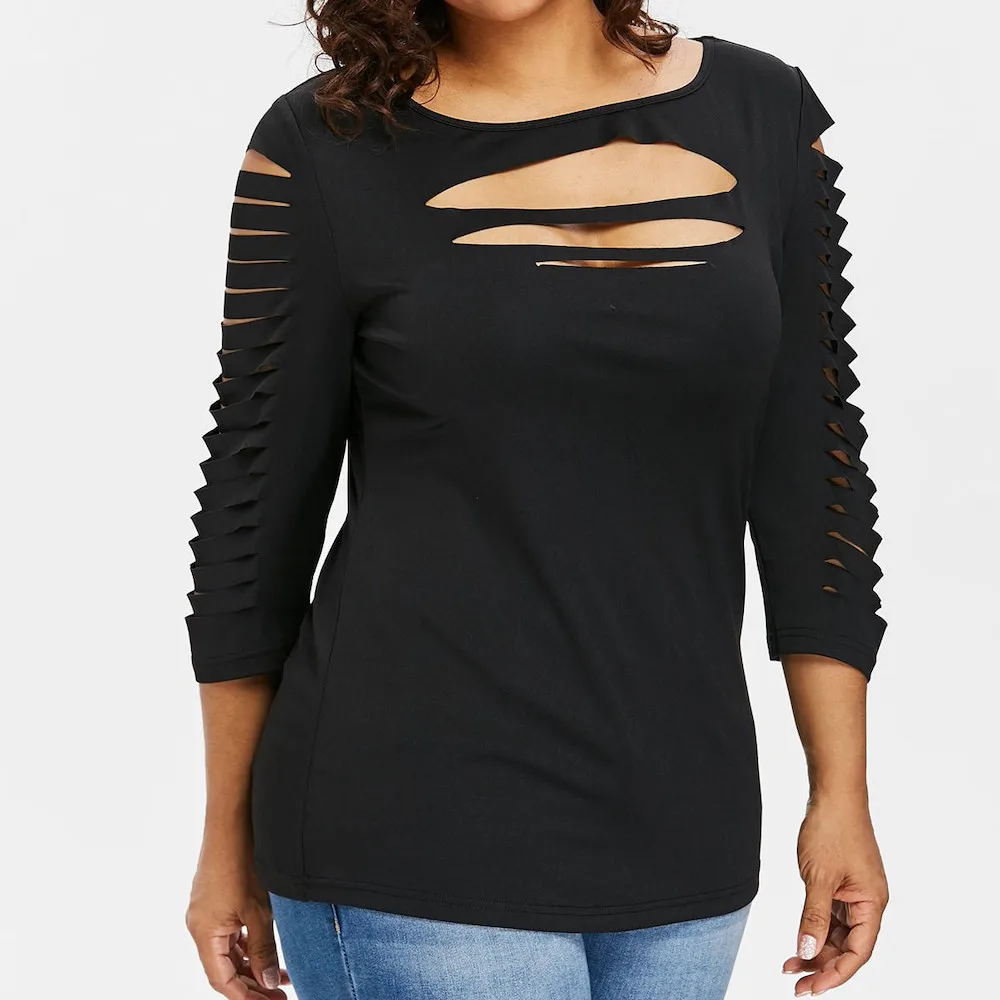 

Women's Blouse 4XL Plus Size Shirt Three Quarter Plus Size Fashion Bllouse Shirt Blouse Tank Tops blusas mujer de moda 2019