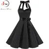 Vintage Robe femmes 2022 été Sexy à pois imprimé licou robes de soirée Vestidos grande taille Robe Pin Up Robe Rockabilly ► Photo 1/6