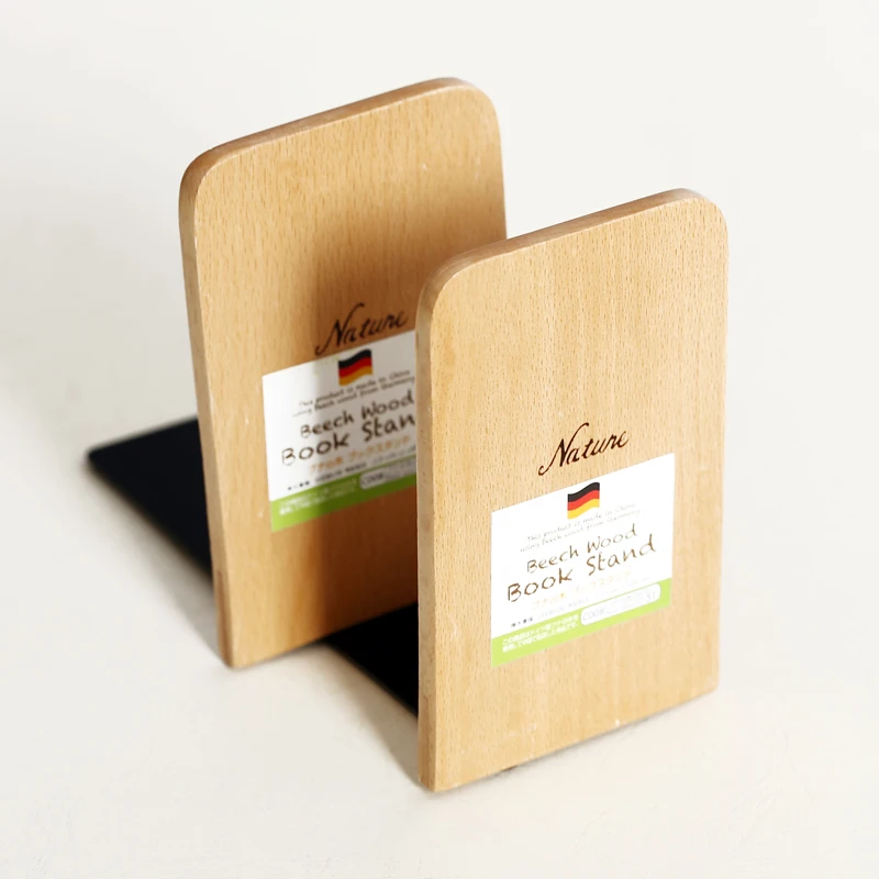 

1pc Zakka Style Beech Wood Bookend Creative Book Storage Office Organizer