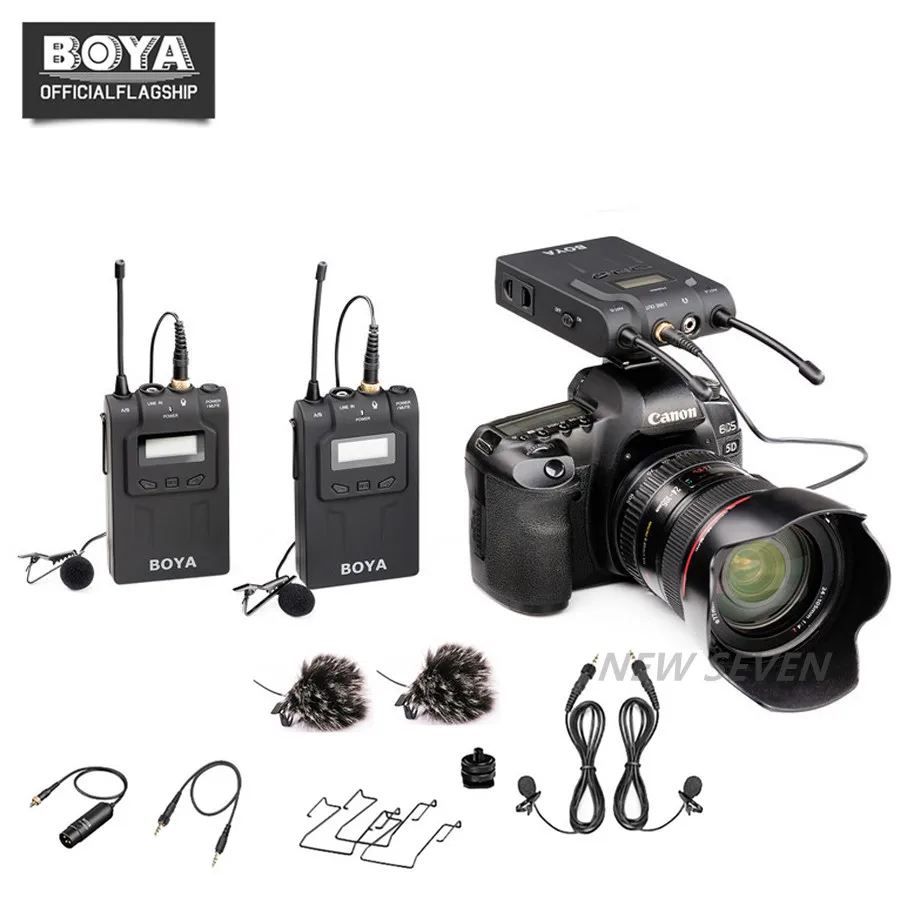 BOYA BY-WM8 Pro-K2 UHF двухканальный петличный беспроводной микрофон система с ЖК-экраном для Canon Nikon DSLR камеры видеокамеры