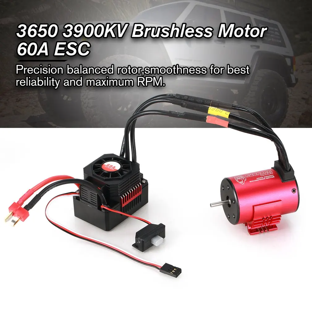 SURPASSHOBBY KK 3650 3900KV бесщеточный двигатель с 60A водонепроницаемый ESC для 2S 3S 1:10 гоночный Дрифт модель автомобиля с радиатором