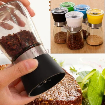 

100pcs/lot Pepper Grinder Set, Slim Brushed Stainless Steel Pepper Mill and Salt Mill -Adjustable Ceramic Rotor and Glass Body