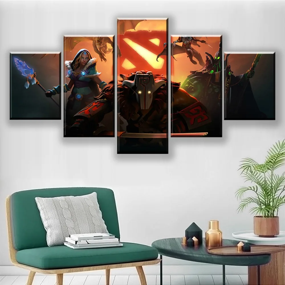 5 Panel Canvas Painting Home Decor Living Room DotA 2 Fantasy Pudge HD Print Game Poster Modern Wal