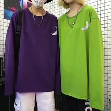 Harajuku уличная футболка Женская Осенняя Корейская Ulzzang 3M светоотражающая свободная футболка с длинным рукавом Женские повседневные топы
