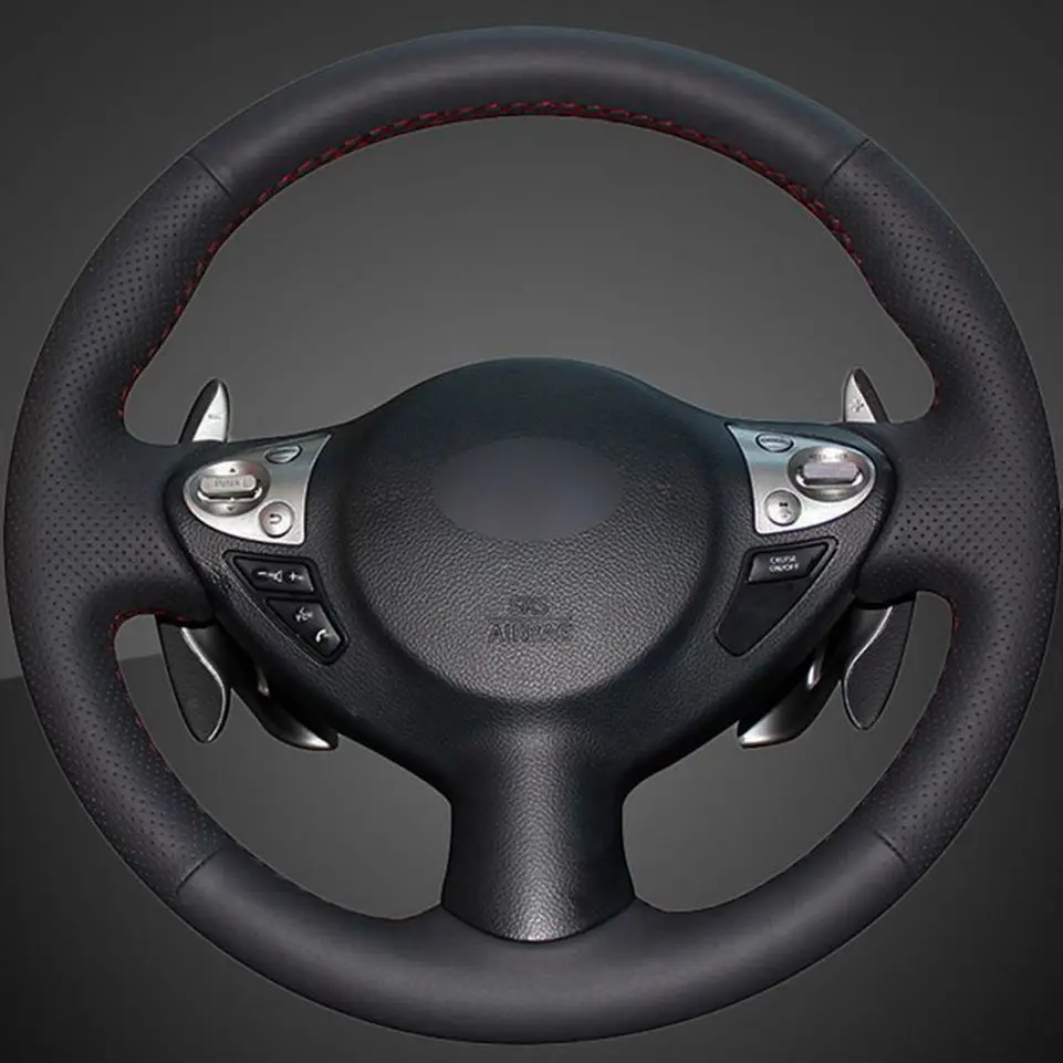 Черный чехол на руль из искусственной кожи ручной работы для Infiniti FX FX35 FX37 FX50 QX70- Nissan Juke