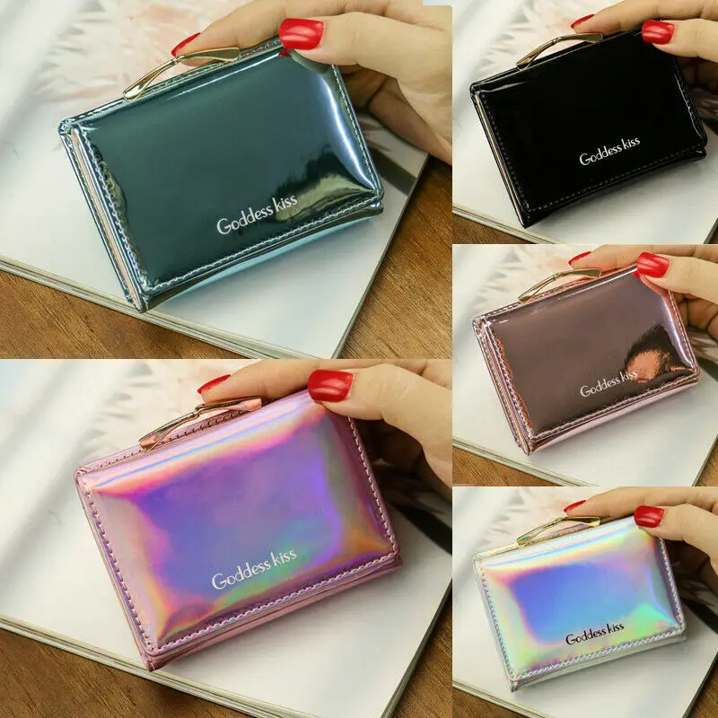 

Women Girls Laser Credit Card Holder Coin Purse Wallet Pockets Short Wallet
