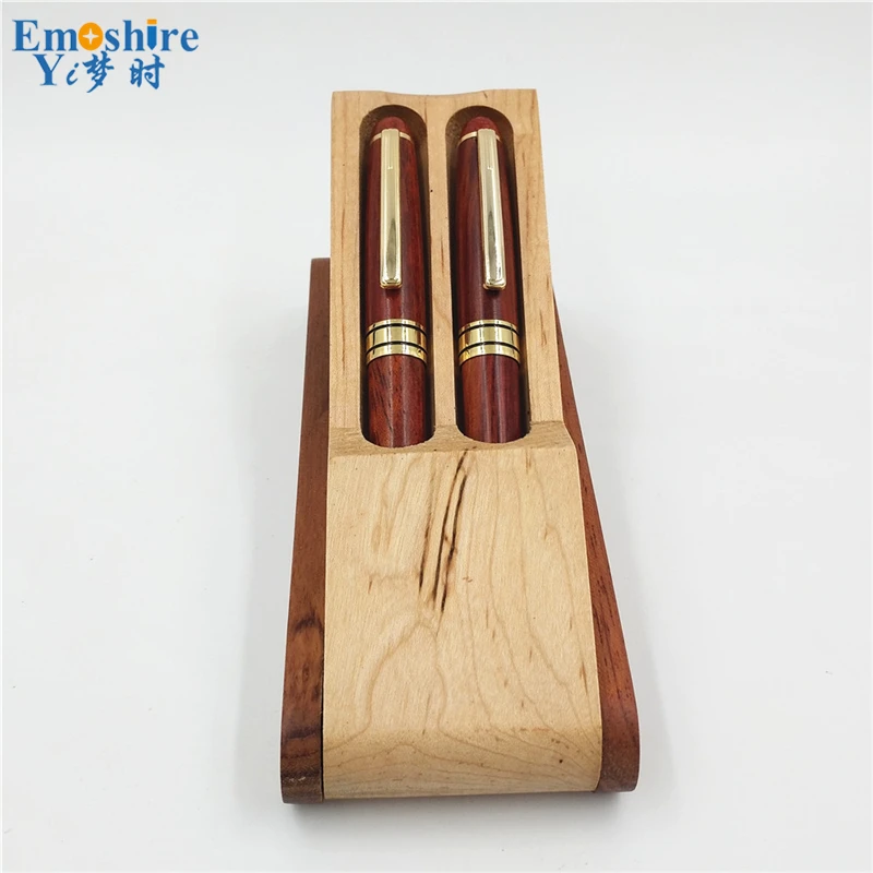 Emoshire Red wood pen three suits mahogany pen mahogany signature pen pen pen box stationery gift customization (2)