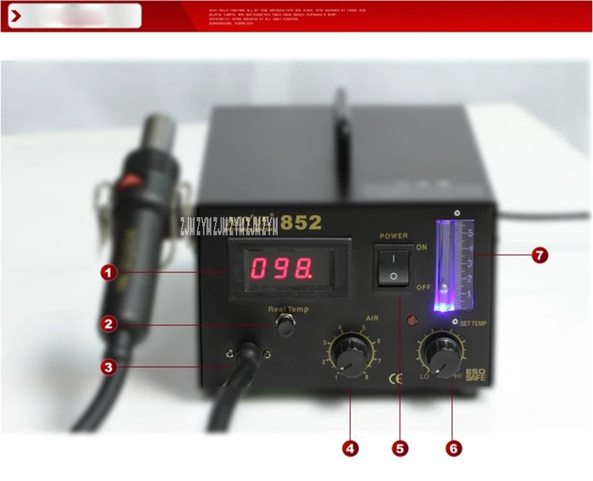 852 фена паяльная станция цифровой дисплей электронных средств обслуживания паяльная станция 110 В/220 В пистолет мощность 400 Вт