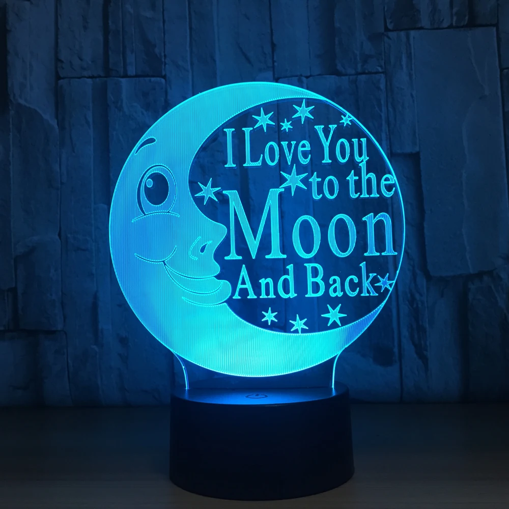 

New LOVE Cute Moon Good Night Romantic 3D LED Night Light Remote Desk Sleeping Lamp Kid Toys Home Decor Xmas Gifts Baby Present
