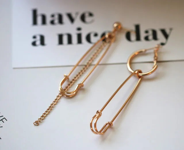 

Kpop Punk Personality Alloy Safety Pin Puncture Earring Punk Hip Hop Gold Sliver Alloy Safety Pin Fashion Jewelry For Women Men