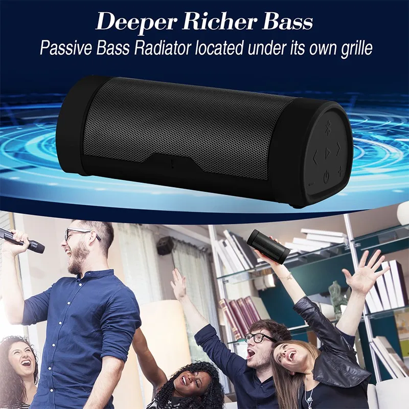 

Bluetooth Speaker Wireless HIFI Stereo Subwoofer With Mic Waterproof IP66 OutDoor Noise Reduction True Speaker