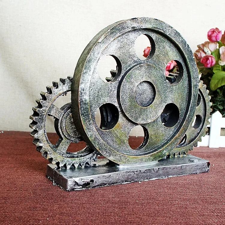 Antique resin industrial gear ornament retro home decoration craft bar