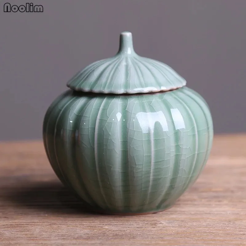 NOOLIM, японский стиль, керамическая банка для хранения тыквенного чая, герметичная банка, маленькая портативная Бытовая влагостойкая чайная банка - Цвет: A