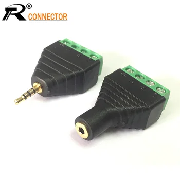

10PCS CCTV Video AV Balun 4 Pole 2.5mm Male /Female to 4 Pin AV Screw Terminal Block Plug Jack Connector Adapter Wholesales
