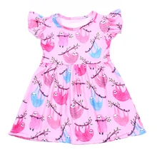 Платье для маленьких девочек розовое, голубое платье для маленьких девочек с принтом слота летняя детская розовая одежда с короткими рукавами и круглым вырезом из мягкого молочного шелка
