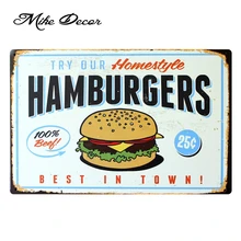 [Mike86] гамбургер Best в городе ретро металл налет номер Декор стен художественных промыслов 20*30 см микс элементы b-336
