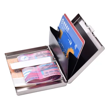 

Stainless Steel Credit Card Holder Case Box Wallet Men Women Coin Business ID Card Protector Cover