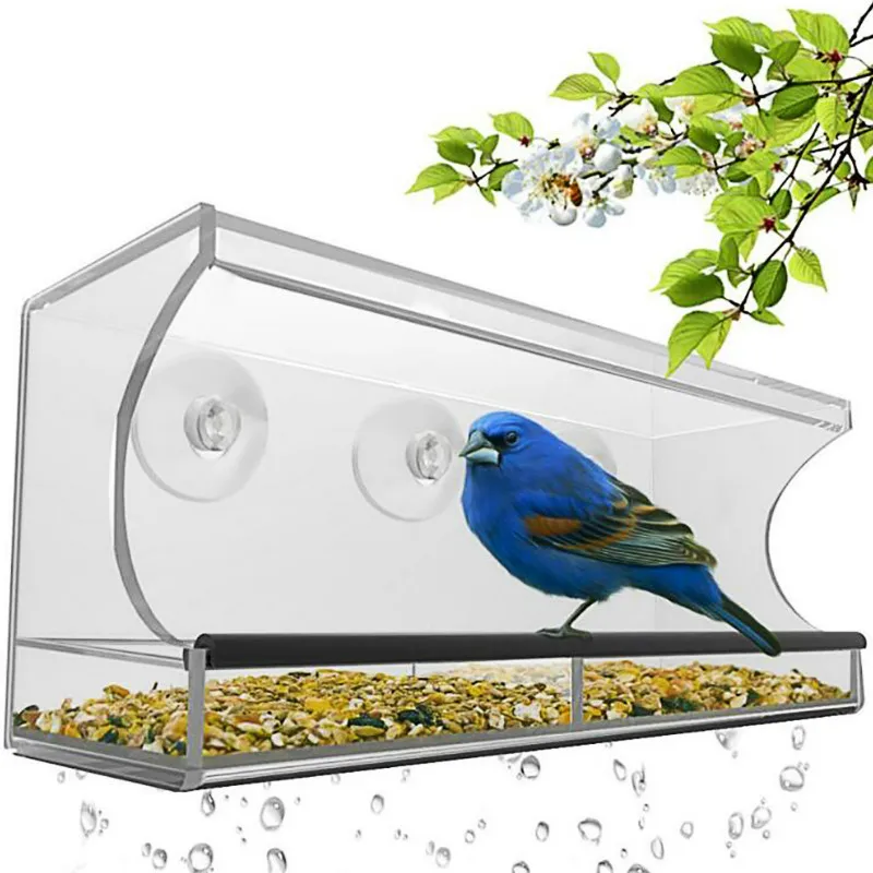 

Bird feeder acrylic transparent glass plastic automatic parrot feeder outdoor bird supplies ZP01021531