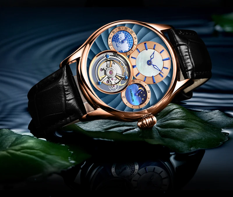 Мужские часы от ведущего бренда Luxruy, Мужские автоматические механические часы с турбийоном, мужские водонепроницаемые спортивные часы