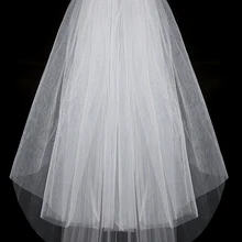 Модная простая дешевая белая свадебная вуаль Цвета Слоновой Кости Атласный край двухслойный свадебный аксессуар свадебная вуаль