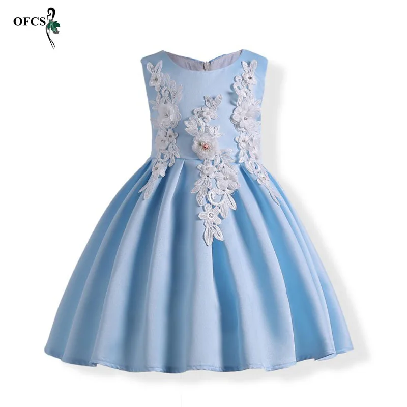 Flower Kid Girl Embroidery Dress Wedding Pageant Bridesmaid Formal Party Dresses