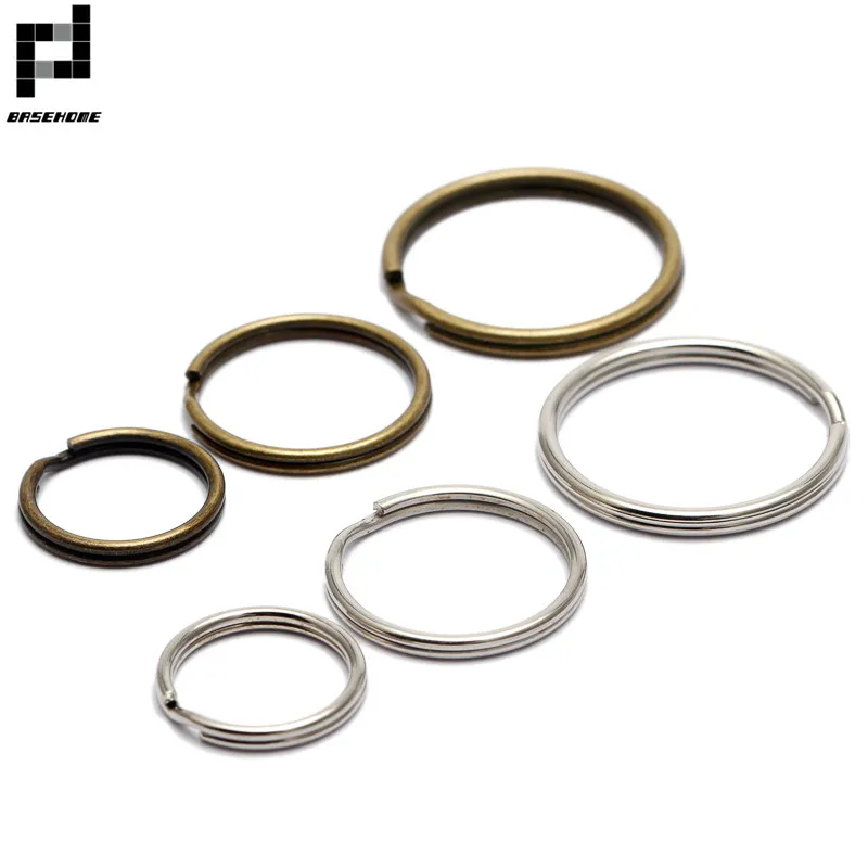

BASEHOME 50pcs/lot 16mm/20mm/25mm Keychain Circle Keyring Findings Fit DIY Keychain Rings Circles Accessories
