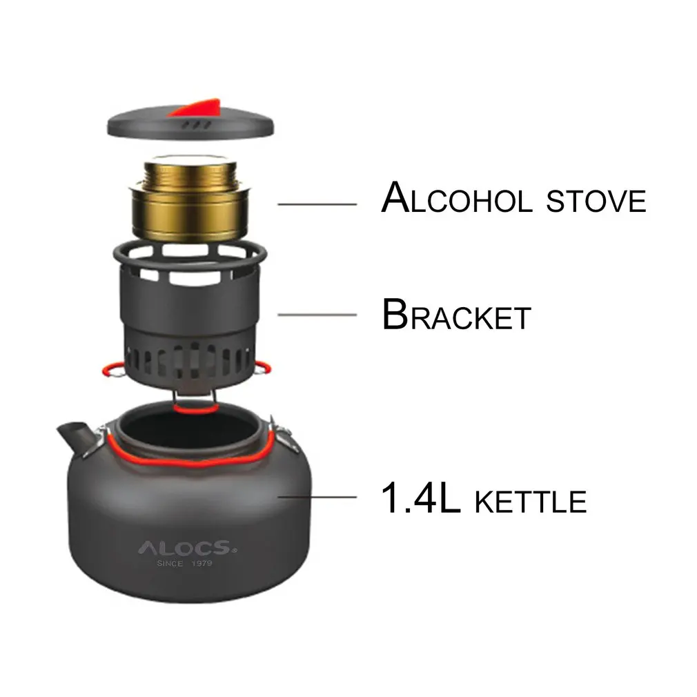 

Alocs CW-K04 Outdoor Water Kettle Travel Camping Picnic Cookware Ultralight Aluminum 1.4L Capacity Water Pot Teapot Coffee Pot