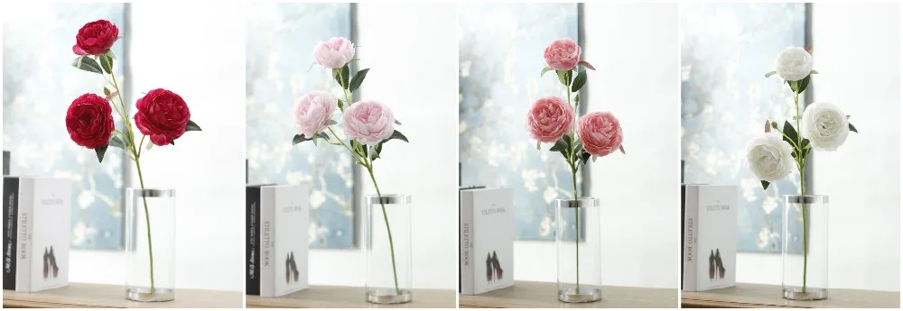 3 головы пион шелк искусственный цветок ветка букет чайной розы украшение дома искусственный цветок для свадьбы Цветы