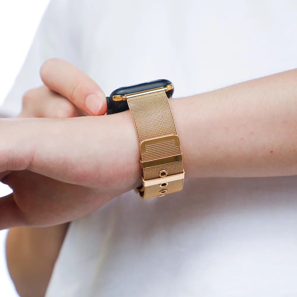 Ремешок Миланская петля для Apple Watch Band 44 мм 40 series 6 se 5 4 3 2 браслет из нержавеющей