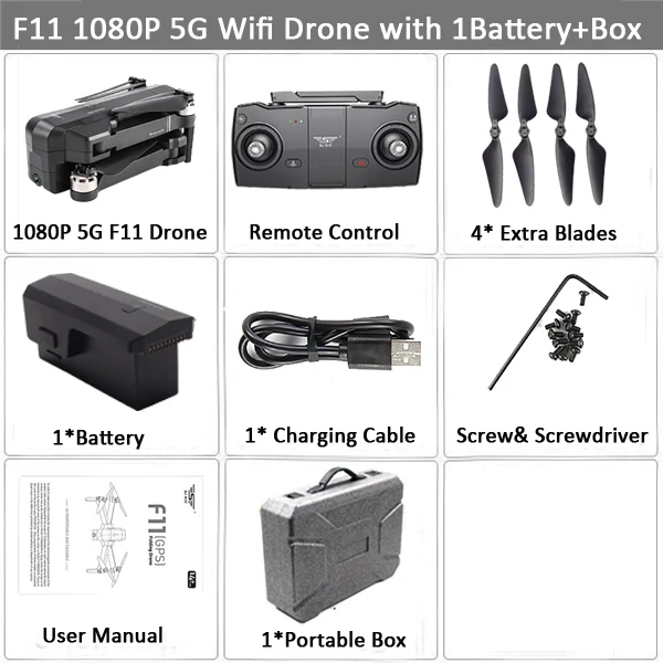 SJRC F11 GPS 5G WiFi FPV с камерой 1080P Бесщеточный Quadcopter 25 мин. Время полета Жест Складная рукоятка Selfie RC Dron VS CG033 - Цвет: 1080P 1BAT Case
